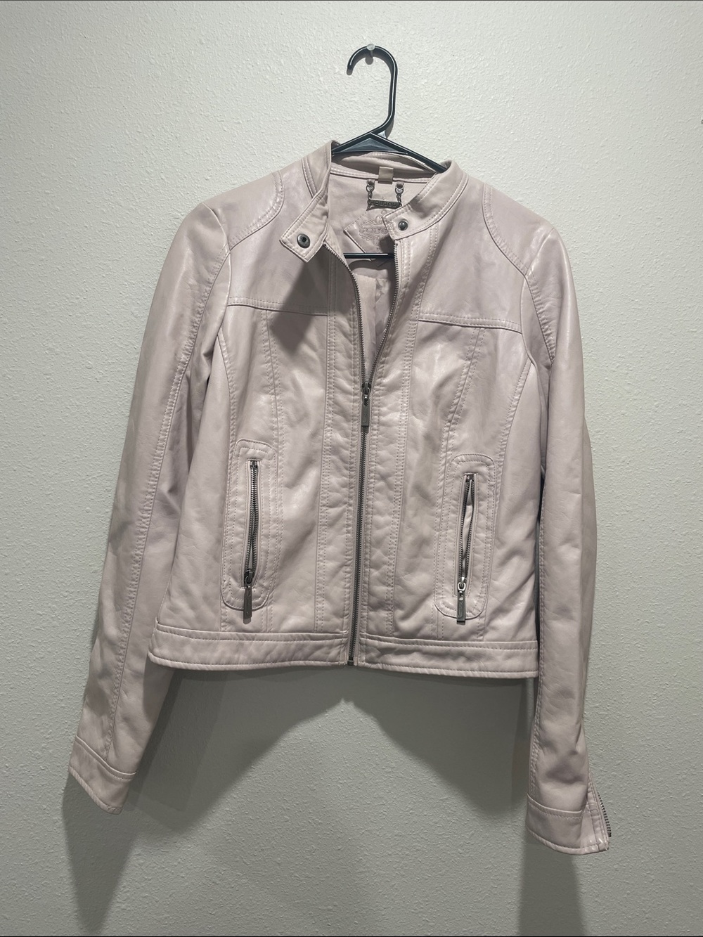 Jou Jou Women's Cream Faux Leather Jacket
